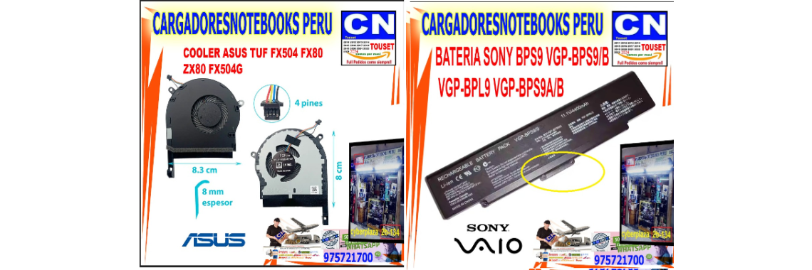 COOLERS FAN Y BATERIAS LAPTOPS