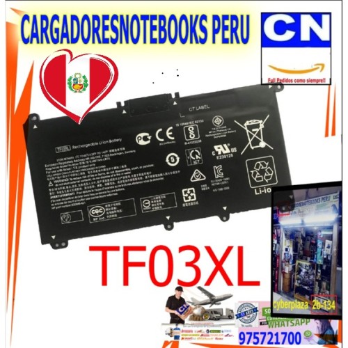 Batería HP TF03XL Pavilion 15-CC 15-CD 14-BF en Perú Batería HP TF03XL Pavilion 15-CC 15-CD 14-BF en Perú