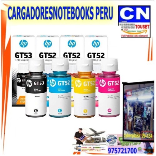 Botellas de Tinta HP GT53 y HP GT52