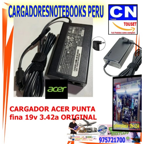 CARGADOR ACER 19V 3.42A 65W PUNTA FINA 3.0x1.1 original CARGADOR ACER 19V 3.42A 65W PUNTA FINA 3.0x1.1 original