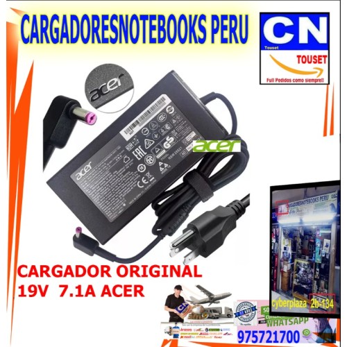 CARGADOR ACER 19.5V 7.1A 135W 5.5x1.7 PUNTA MORADA CARGADOR ACER 19.5V 7.1A 135W 5.5x1.7 PUNTA MORADA