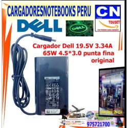 cargador dell 19.5v 3.34a 65w 4.5m x  3.0m punta fina original