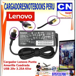 CARGADOR LENOVO 20V 3.25A 65W PUNTA USB AMARILLO