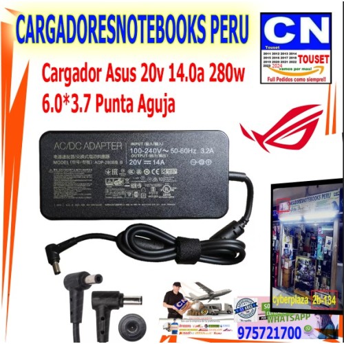 CARGADOR ORIGINAL ASUS 20V 14A 6.0 3.7mm CARGADOR ORIGINAL ASUS 20V 14A 6.0 3.7mm