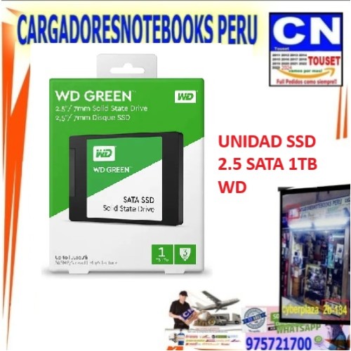 Unidad SSD Interno Western Digital 1TB Green SATA 2.5" Unidad SSD Interno Western Digital 1TB Green SATA 2.5"