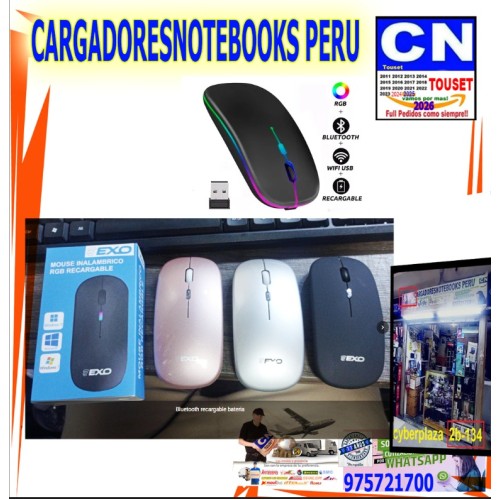 Mouse Inalambrico Bluetooth Recargable Rgb Usb exo Mouse Inalambrico Bluetooth Recargable Rgb Usb exo