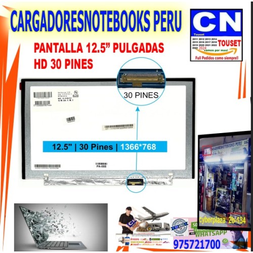 PANTALLA LAPTOP 12.5” PULGADAS HD 30 PINE