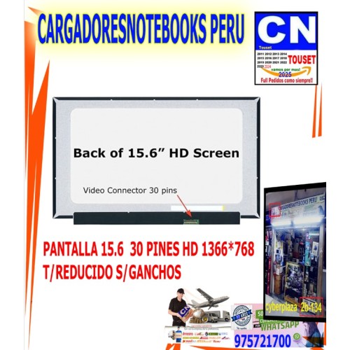 PANTALLA 15.6 REDUCIDA 30 PINES HD 1366 X 768 SIN GANCHOS PANTALLA 15.6 REDUCIDA 30 PINES HD 1366 X 768 SIN GANCHOS