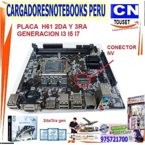 PLACA MADRE INTEL H61 2DA 3RA GEN LGA 1155 DDR3 M2 SATA
