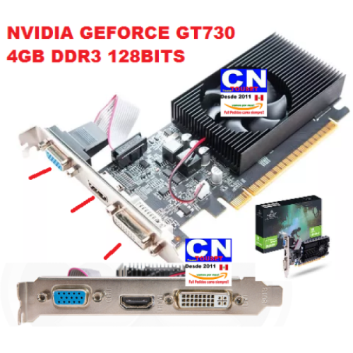 TARJETA VIDEO OEM GEFORCE GT730 4GB DDR3 64BITS